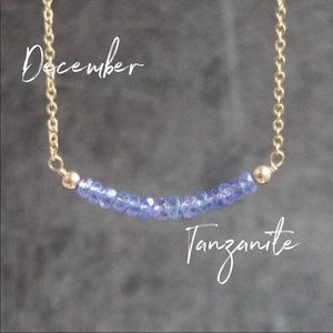 Tanzanite Gemstone 14k Gold Bar Necklace